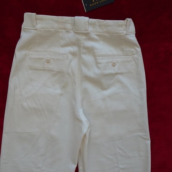 POLO RALPH LAUREN Wide Leg Pants Size 0 Ivory Cotton Blend Cargo Wear To Work - Picture 6 of 13